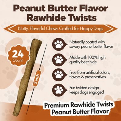Image showing  Twists 5-in Peanut Butter Flavor Rawhide Dog Chew Treats, 24 ct.