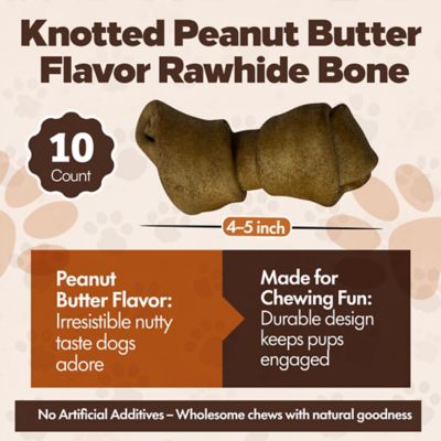 Image showing  Knotted 4 to 5-in. Peanut Butter Flavor Rawhide Bone Dog Treats, 10 ct.