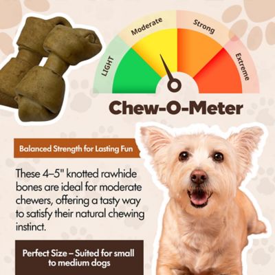 Image showing  Knotted 4 to 5-in. Peanut Butter Flavor Rawhide Bone Dog Treats, 10 ct.