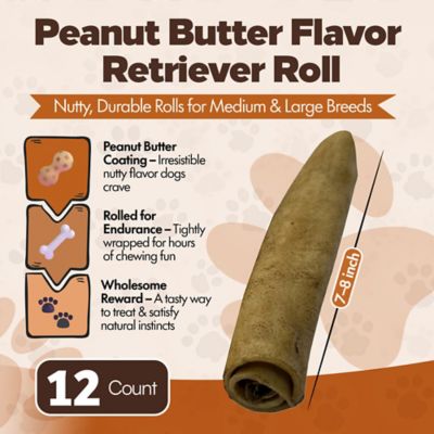 Image showing  Retriever Rolls 7 to 8-in Peanut Butter Flavor Rawhide Dog Chew Treats, 12 ct.