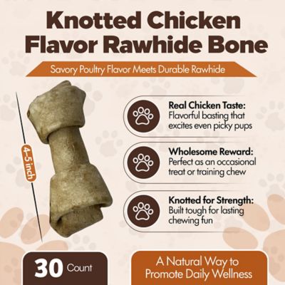 Image showing  Knotted 4 to 5-in. Chicken Flavor Rawhide Bone Dog Treats, 30 ct.