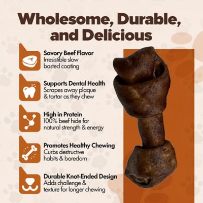 Image showing 5 th The Treat Shack Knotted 4 to 5-in. Beef Flavor Rawhide Bone Dog Treats, 10 ct.