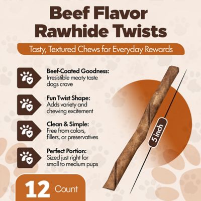 Image showing  Twists 5-in Beef Flavor Rawhide Dog Chew Treats, 12 ct.
