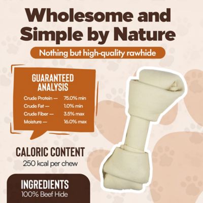 Image showing  Knotted 8 to 9-in Natural Flavor Rawhide Bone Dog Treats, 10 ct.