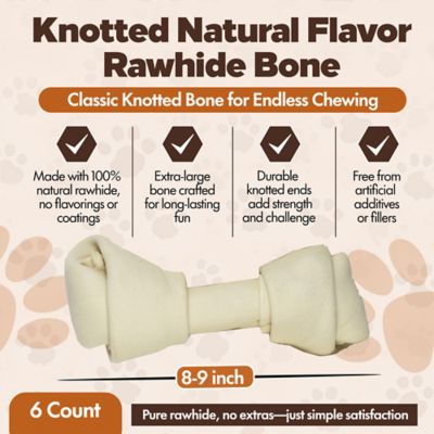 Image showing  Knotted 8 to 9-in Natural Flavor Rawhide Bone Dog Treats, 6 ct.