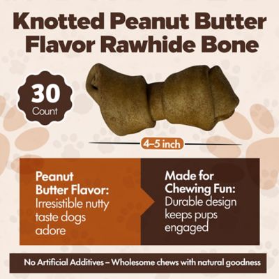 Image showing  Knotted 4 to 5-in Peanut Butter Flavor Rawhide Bone Dog Treats, 30 ct.