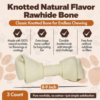 Image showing  Knotted 8 to 9-in Natural Flavor Rawhide Bone Dog Treats, 3 ct.