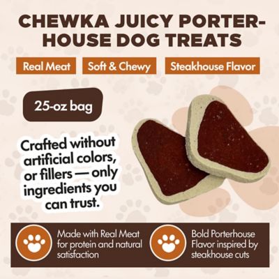 Image showing  Chewka Real Meat Soft & Chewy Juicy Porterhouse Flavor Dog Treats, 25-oz. Bag