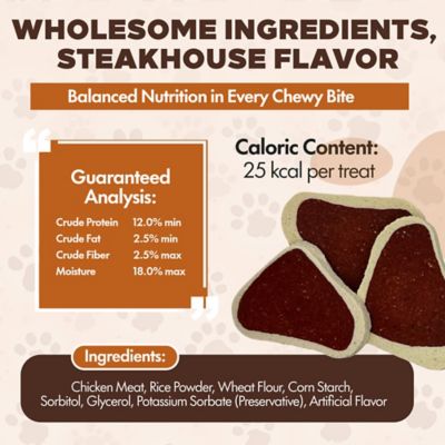 Image showing  Chewka Real Meat Soft & Chewy Juicy Porterhouse Flavor Dog Treats, 25-oz. Bag
