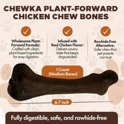 Image showing  Chewka Chicken Flavored Plant-Forward Fully Digestible Dog Chew Bone, Medium, 1 CT