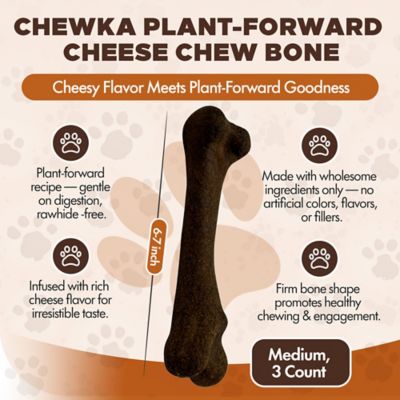 Image showing  Chewka Cheese Flavored Plant-Forward Fully Digestible Dog Chew Bone, Medium, 3 CT