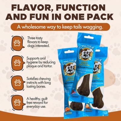 Image showing  Mixed Variety Pack Bacon, Chicken & Cheese Flavored Plant-Forward Dog Chew Bone, Medium, 6 CT