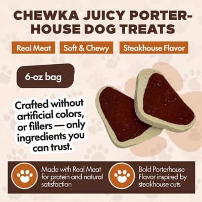 Image showing  Chewka Real Meat Soft & Chewy Juicy Porterhouse Flavor Dog Treats, 6-oz bag