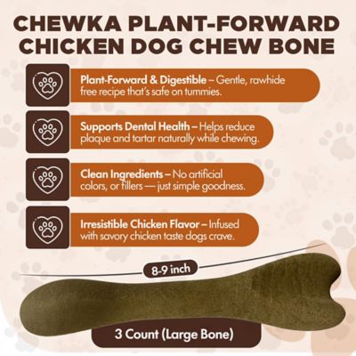 Image showing  Chewka Chicken Flavored Plant-Forward Fully Digestible Dog Chew Bone, Large, 3 CT