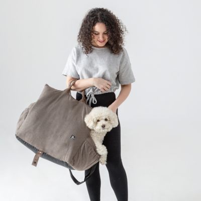 Image showing  Convertible Plush 3-in-1 Pet Carrier, Travel Bed, and Car Seat, Chestnut Brown