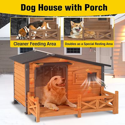 Image showing  60.4 in L Extra Large Outdoor Heated Dog House, Metal Frame