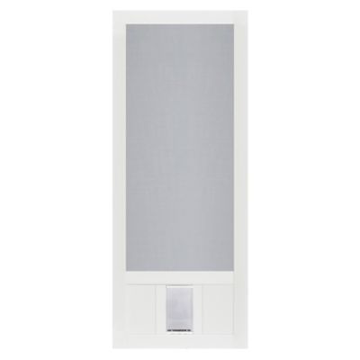 Screen Tight Solid Vinyl Screen Door 36 in. With Medium Size Pet Door