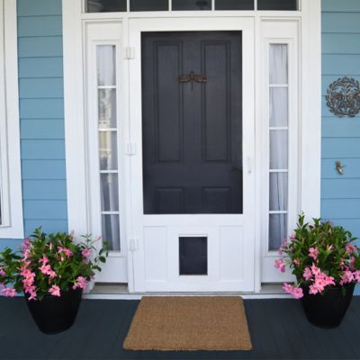 Image showing 7 th Screen Tight Solid Vinyl Screen Door 36 in. With Medium Size Pet Door