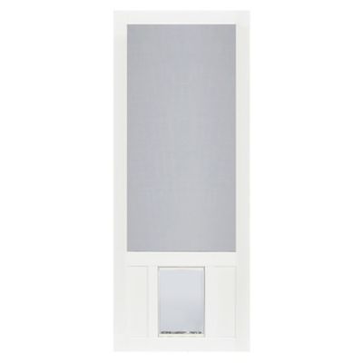 Image showing  Solid Vinyl Screen Door 32 in. With Medium Size Pet Door