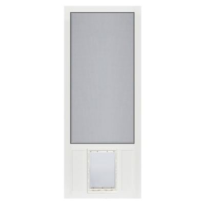 Image showing  Solid Vinyl Screen Door 32 in. With Medium Size Pet Door