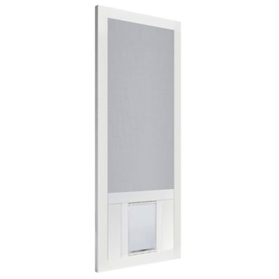 Image showing  Solid Vinyl Screen Door 32 in. With Medium Size Pet Door