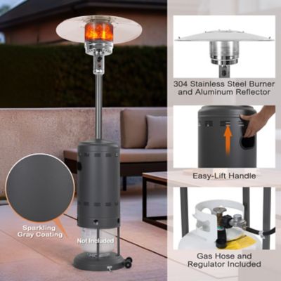 Image showing 5 th Nuu Garden Powder-Coated Propane Gas Outdoor Heater with Wheels, ETL Certified