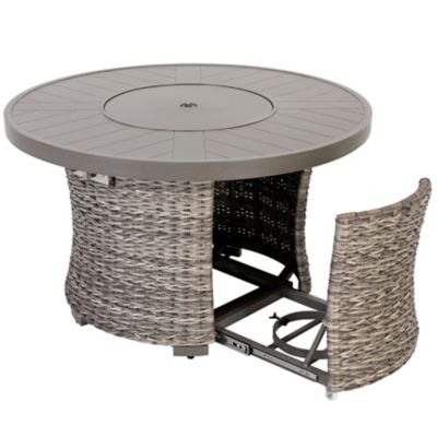 Image showing 9 th Nuu Garden Outdoor 42 in. Wicker Fire Pit Table, 50,000 BTU Propane Fire Pit with Lid