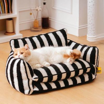 Image showing 1 th FunnyFuzzy Striped Faux Lambswool Pet Sofa Bed