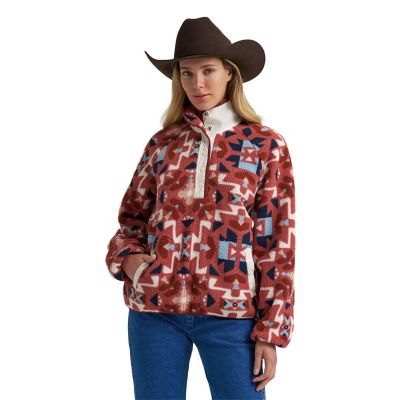 Wrangler Women's Aztec Print Sherpa Snap Pullover