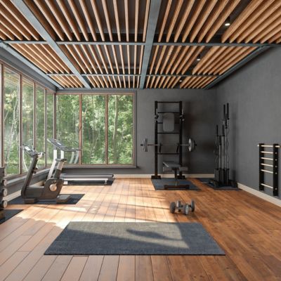 Image showing 8 th Ackland 48 in. x 72 in. Heavy-Duty Black Rubber Utility Mat - 0.75 in. Thick, Slip-Resistant for Stalls, Trailers, Gyms & More