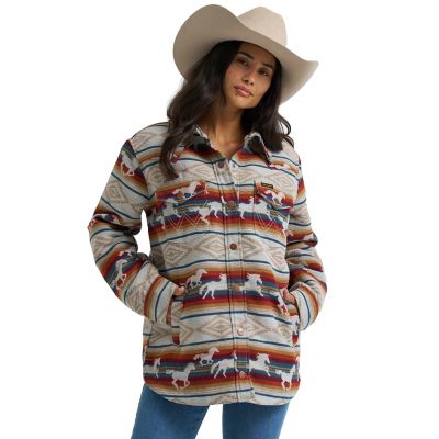 Wrangler Women's Horse Print Lined Jacquard Shacket