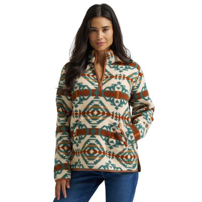 Wrangler Women's Aztec Print 1/4 Zip Sherpa Pullover