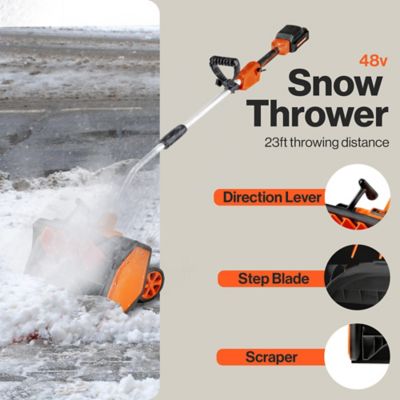Image showing  Electric Snow Blower Adjustable Angle 17 in Clearing Width 5.7 in. Intake Height, 48V 2Ah Battery