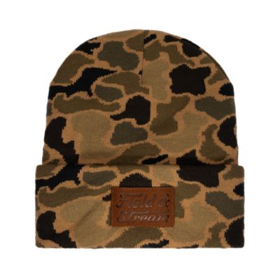Field & Stream Unisex Adult Insulated Field Leather Patch Cuffed Knit Beanie, Camo