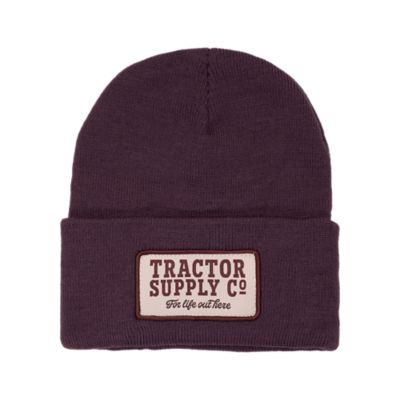 Tractor Supply Unisex Adult Vintage Patch Cuffed Knit Winter Beanie, Burgundy