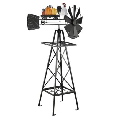 Red Shed 5 ft. Chicken with Pumpkin Windmill, JFOLOHLW2