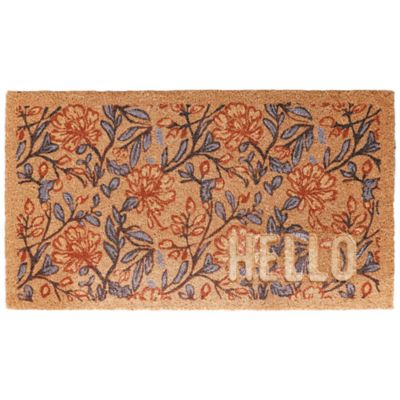 Red Shed Hello Floral Coir Door Mat, 18 x 32 in.