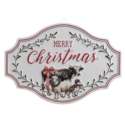 Red Shed Farm Animal Merry Christmas Wall Art, 16 in.