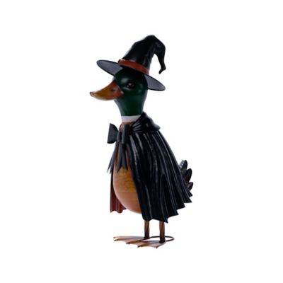 Red Shed 23.4 in. Metal Witch Duck Halloween Statue