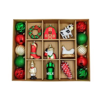 Red Shed Shatterproof Farm-Themed Christmas Ornament Set, 19 pc.