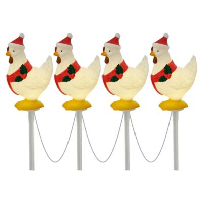 Red Shed Battery-Powered LED Blow Mold Christmas Hen Pathway Lights, Set of 4