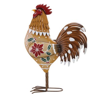 Red Shed 24 in. Metal Gingerbread Rooster Statue