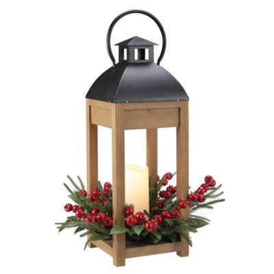 Red Shed 23.6 in. Battery-Powered Indoor Christmas Lantern with LED Candle