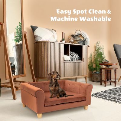 Image showing  33 in. Faux Suede Durable Washable Pet Bed for Small & Medium Sized Cats & Dogs