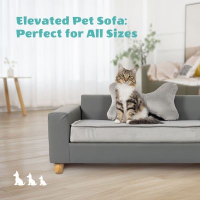 Image showing  43 in. Faux Leather Durable Washable Pet Bed for Large Cats & Dogs