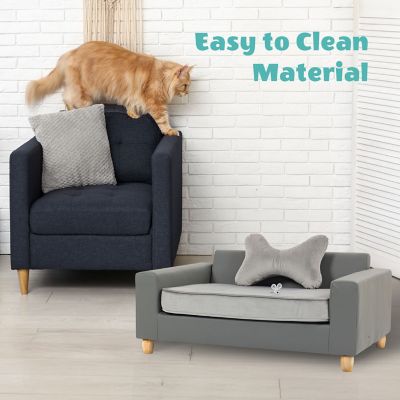 Image showing  43 in. Faux Leather Durable Washable Pet Bed for Large Cats & Dogs