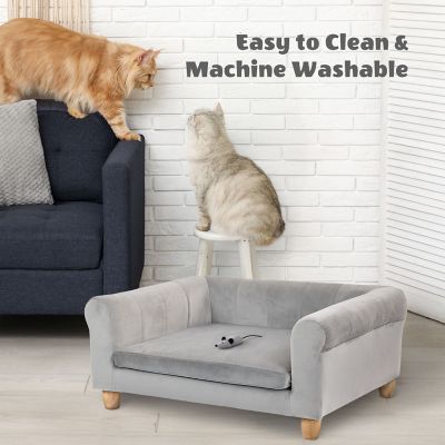 Image showing  33 in. Faux Suede Durable Washable Pet Bed for Small & Medium Sized Cats & Dogs