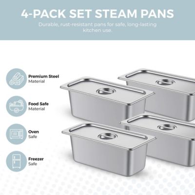 Image showing  Stainless Steel Steam Table Pans 4 Pack