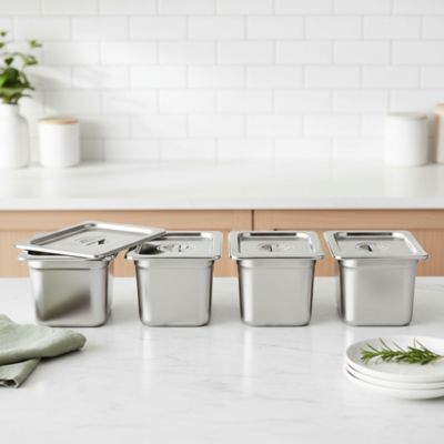 Image showing 6 th Alpha Living Stainless Steel Steam Table Pans 4 Pack