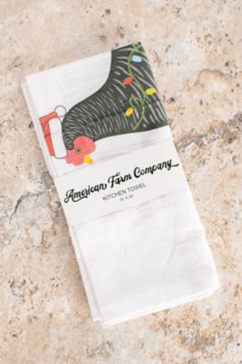 American Farm Company Christmas Chicken 'Peck the Halls' Flour Sack Kitchen Towel
